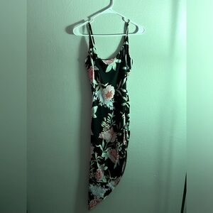 Black Floral Asymmetrical Dress